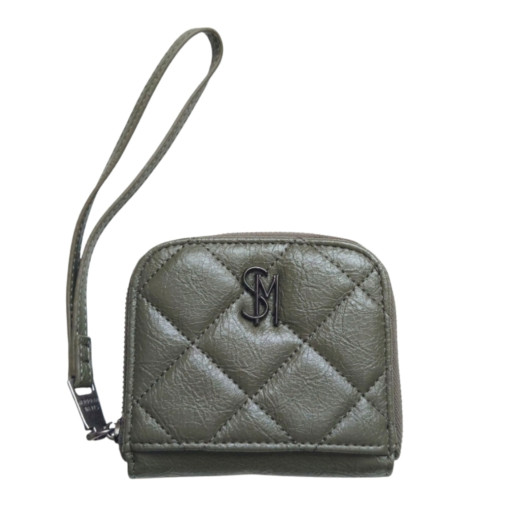 STEVE MADDEN Bwelly Juniper Half Zip Around Wallet Quilted Wristlet Card Holder